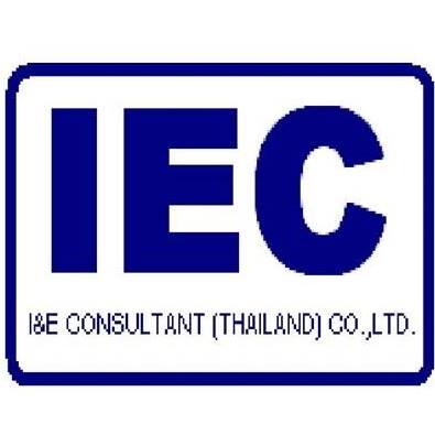 A blue and white logo of iec consultant thailand